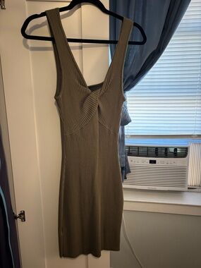 Abercrombie & Fitch Olive Ribbed Tank Mini Dress